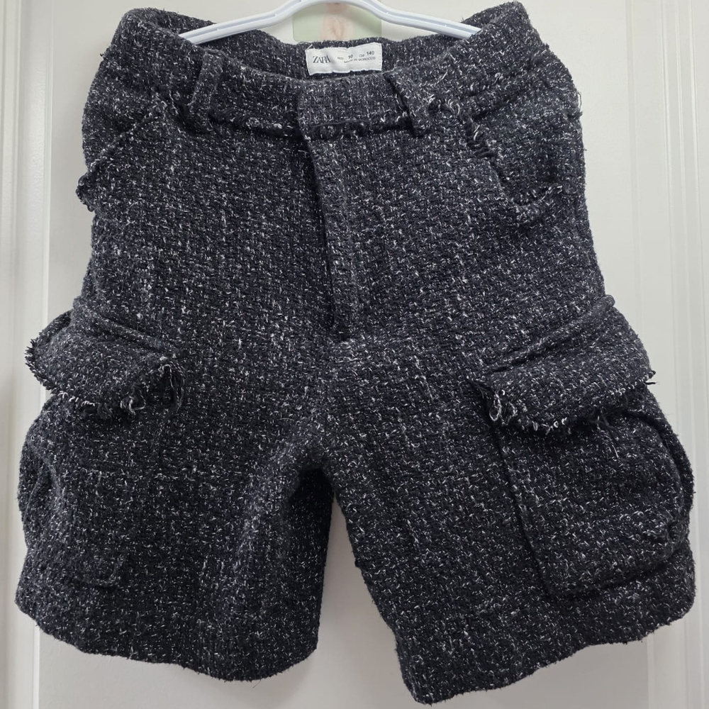 Zara Kids Black & White Tweed Shorts